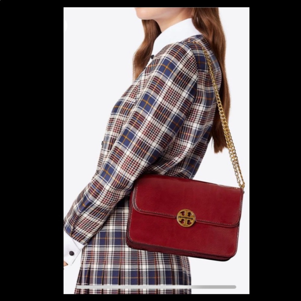 Tory Burch red patent handbag